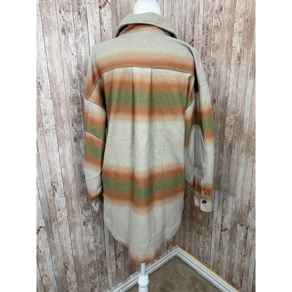 Free People Printed Ruby Shacket Long Sleeve Distressed Mazipan Combo XS - Picture 5 of 15